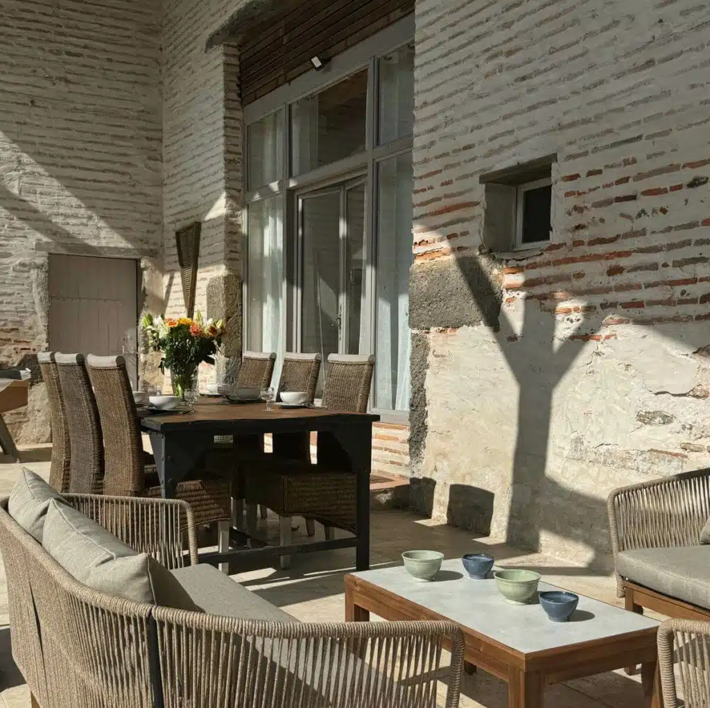 Terrasse couverte du Gîte Des'Jardins 47